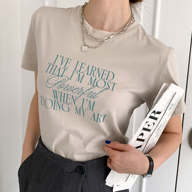 라라온 여성용 통기성 순면 라운드 반팔 티셔츠 TSP372