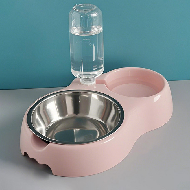 데이소이 반려동물 단색 자동급수기 식기세트 L, 04 핑크, 1세트