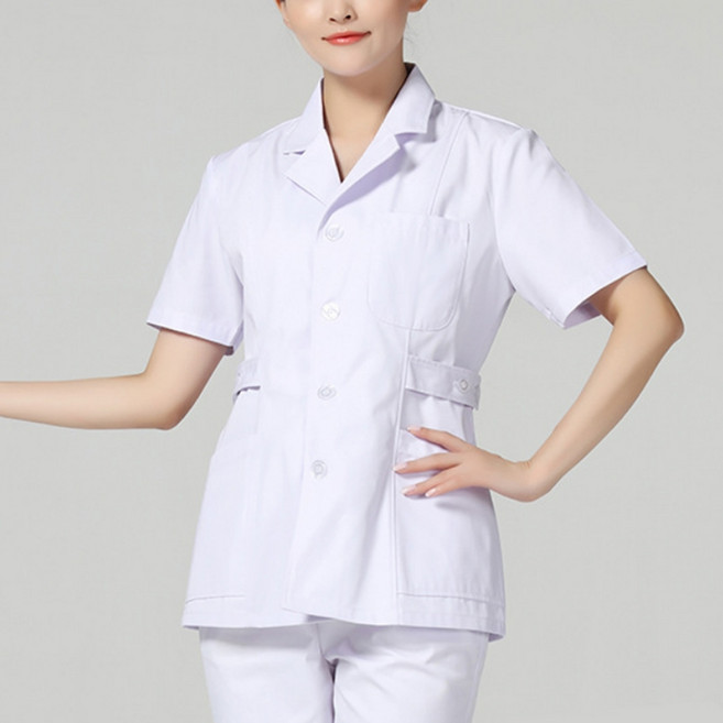 언헤브 브이넥 반팔 깔끔한 간호사복 상의