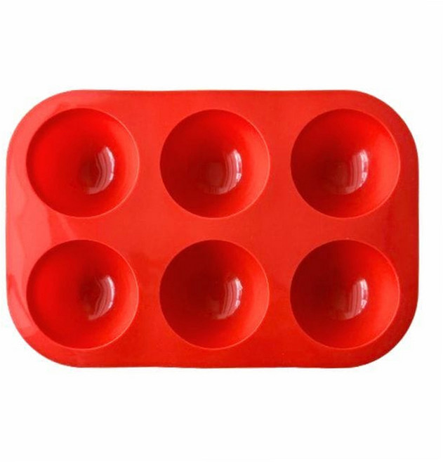 焙蒂絲 6連半圓矽膠模 DIY烘焙甜點模具 耐熱易脫模, 紅色, 1個