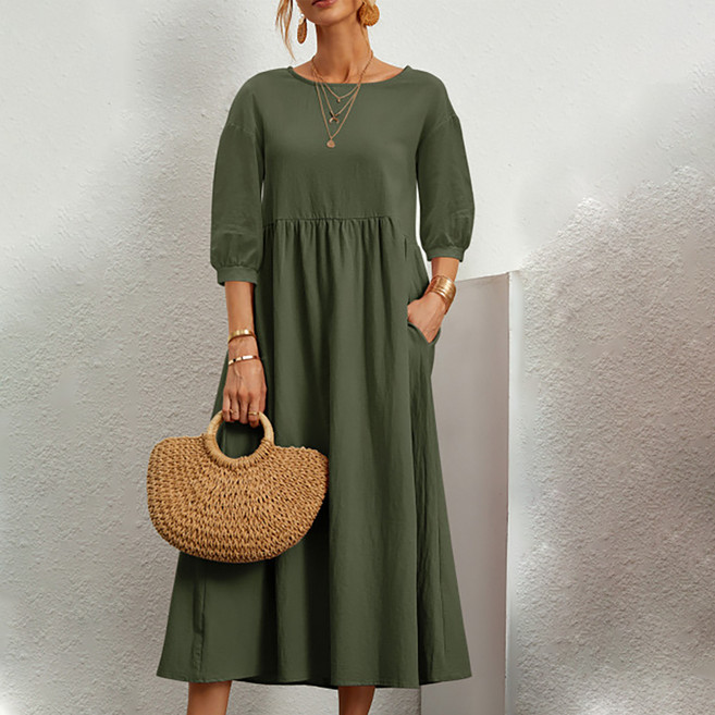 마켓에이 여성용 루즈핏 데일리 롱 미시 원피스