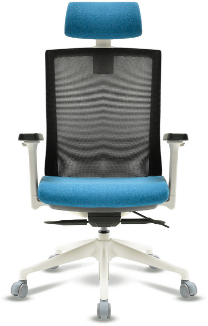 체어포커스 컴즈 화이트바디 메쉬 사무용의자 C507WH, 등판:블랙, 머리+방석:고급 블루