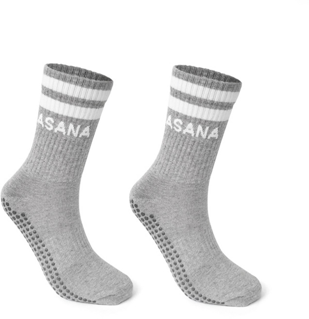 아사나 남성용 골지 크루 코튼 논슬립 요가 삭스 2켤레
