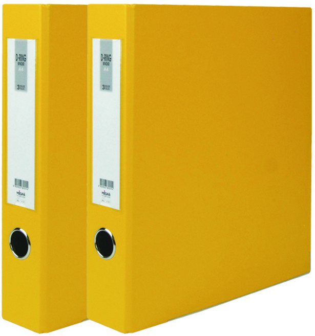마이다스 D링 합지 바인더 명찰형 3공 A4 5cm, 노랑색, 2개