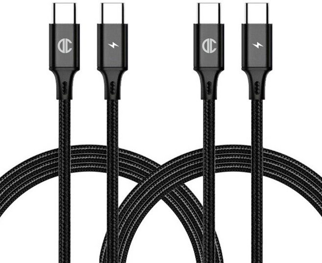 디씨네트워크 페브릭 C to C PD 고속 충전케이블 60W, 3m, BLACK, 2개