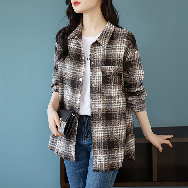 Awesomeful 女款Re-cross格紋休閒襯衫 A26SPST011301