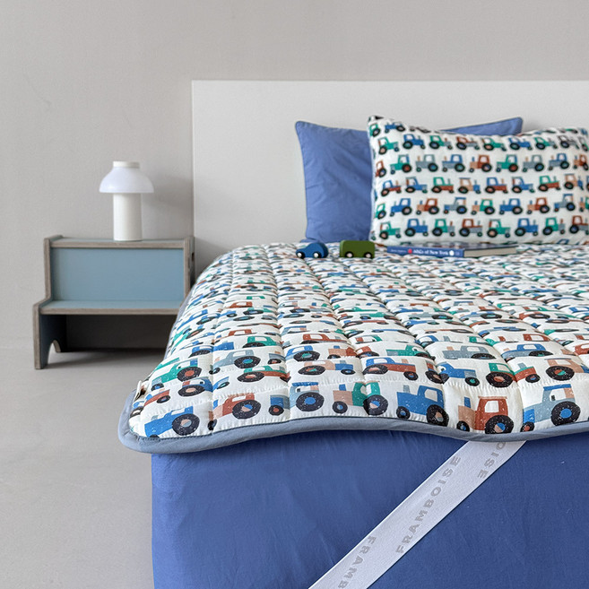 프랑브아즈 유아용 레토 모달 고정밴딩 누빔 방수패드, 블루 + 그레이, 1개