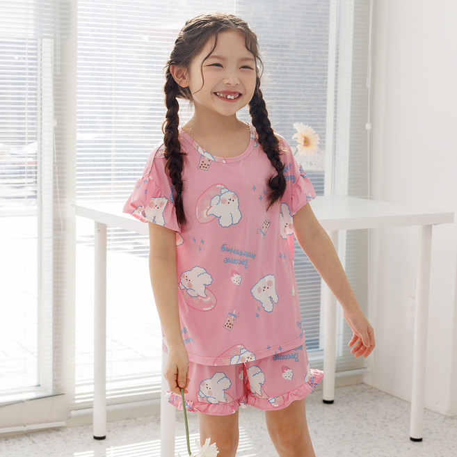 마벨슈슈 여아용 냉감 통기성 스윗버블 쿨냉감 반팔 상하의 세트