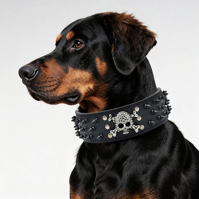 PASTEL PET 狗狗大型犬鉚釘項圈, 黑色, 1個