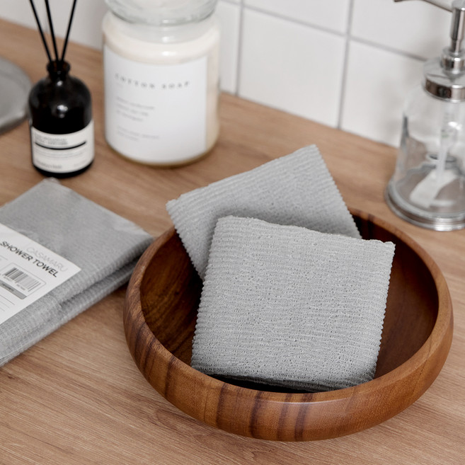 까사마루 버블 데일리 샤워타월, 그레이, 1개, 2개입