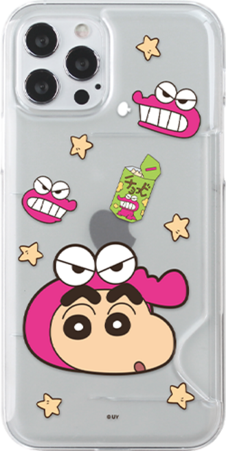 짱구 자이언트 페이스 반투명 카드 슬림 휴대폰 케이스