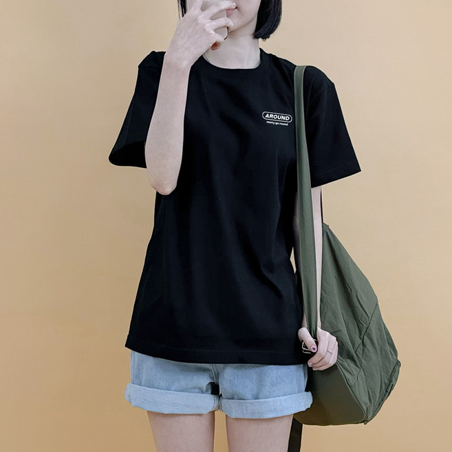 험블스튜디오 여성용 통기성 어라운드 로고 면 20수 반팔 티셔츠 KK_118_086