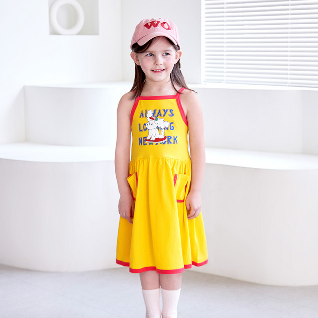 WALTONKIDS 女童透氣滑板風口袋炎夏洋裝