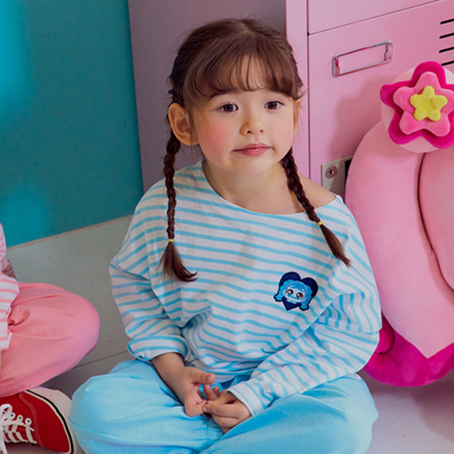 이모션캐슬 여아용 티니핑 꾸래 스트라이프 긴팔 티셔츠