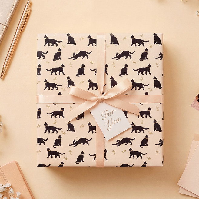 좋은기븐 종이롤 포장지 모노고양이, 살구, 1개