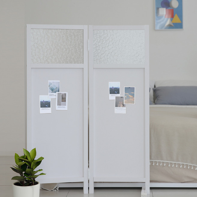 우드리퍼블릭 스너그 아쿠아유리 폴딩 파티션 1200 2단, 화이트