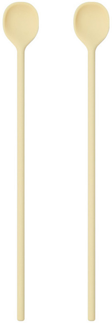 키친팩토리 파스텔 프리미엄 실리콘 머들러 롱티스푼, 옐로우버터, 2개