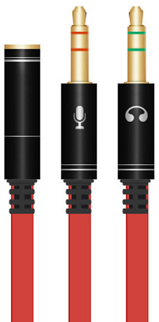 칼론 이어셋 To PC 변환 어댑터 20cm, APC-A08, 블랙레드, 1개