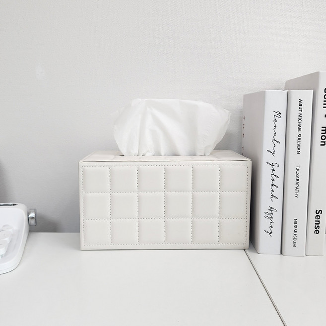 노바리빙 엠보 티슈 케이스, 화이트, 1개
