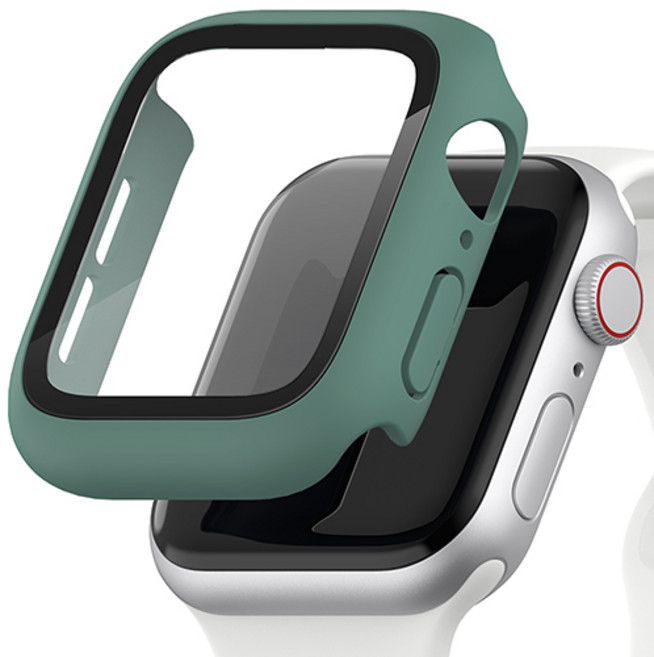 신지모루 9H 풀커버 일체형 SF코팅 강화유리 액정보호 케이스, 다크 그린, 1개