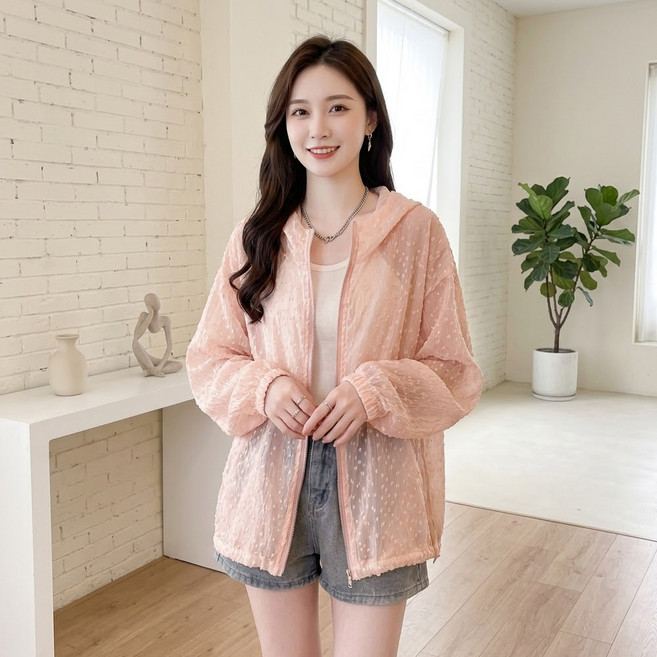 INFIOUS 女款夏季防曬透氣連帽拉鍊外套 I263-0520