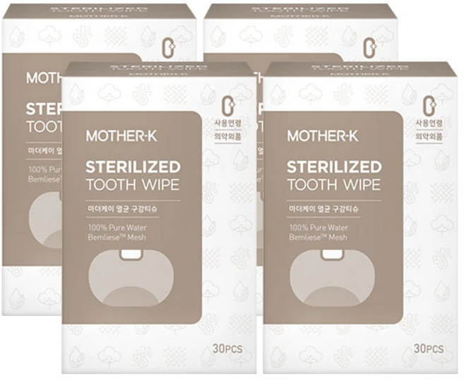 마더케이 멸균 구강티슈 30p, 120g, 30개입, 4개 - 쿠팡