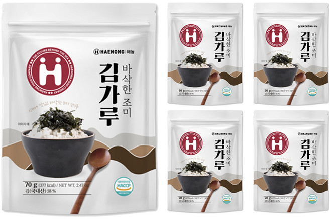 해농 바삭한 조미 김가루, 70g, 5개