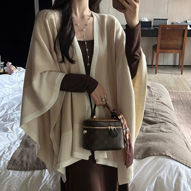 파라다이소 여성용 배색 숄 가디건