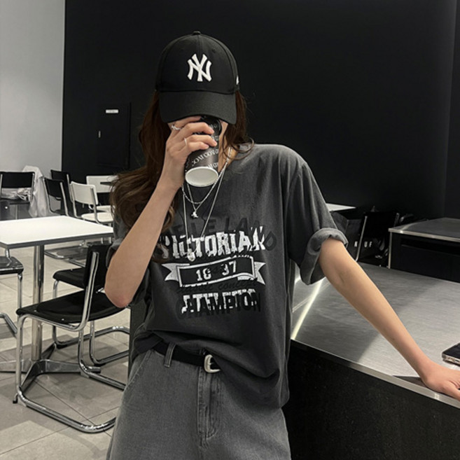 난닝구 여성용 트젠쿠 나염 반팔 티셔츠