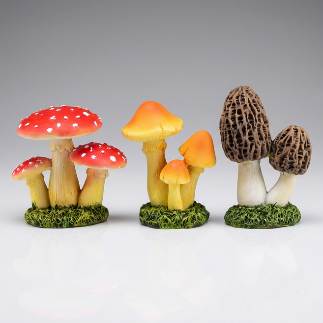 몰투데이 초록엔딩 정원꾸미기 인테리어 소품 장식 버섯 3종 세트, 혼합색상