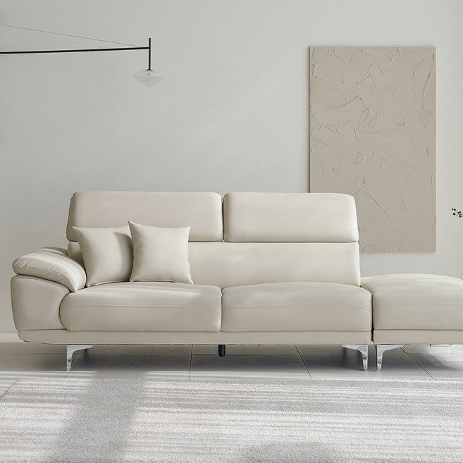 도모디자인 노바 무빙헤드 3.5인용 소파 우형 + 쿠션2p 세트 방문설치, 아이보리