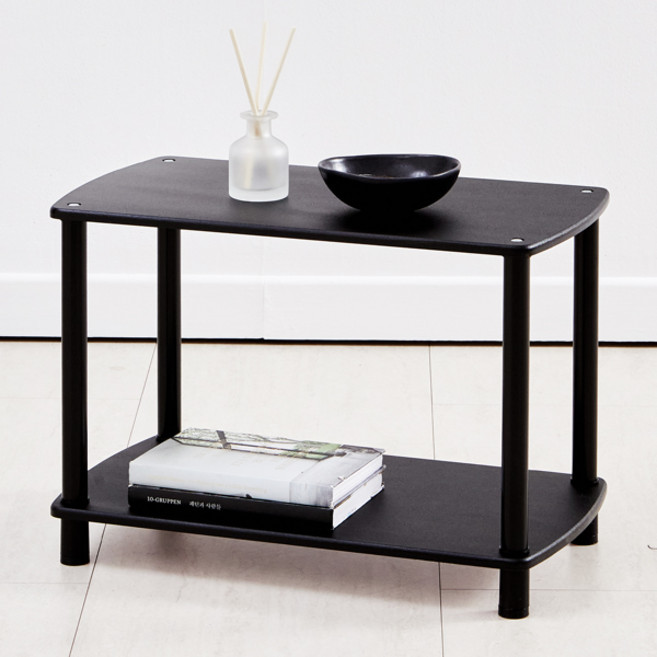 하이라인 갤러리 라운드 사각선반, 블랙, 2단