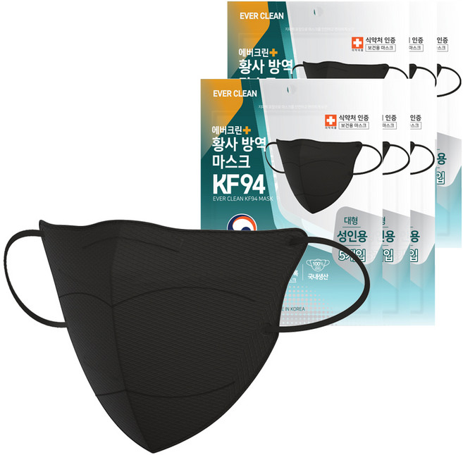 에버뉴크린 황사 방역 새부리형마스크 대형 KF94, 5개입, 6개, 블랙