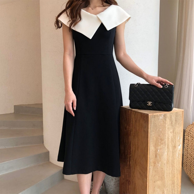 Paperments Edit 不對稱翻領洋裝 10963, 白色