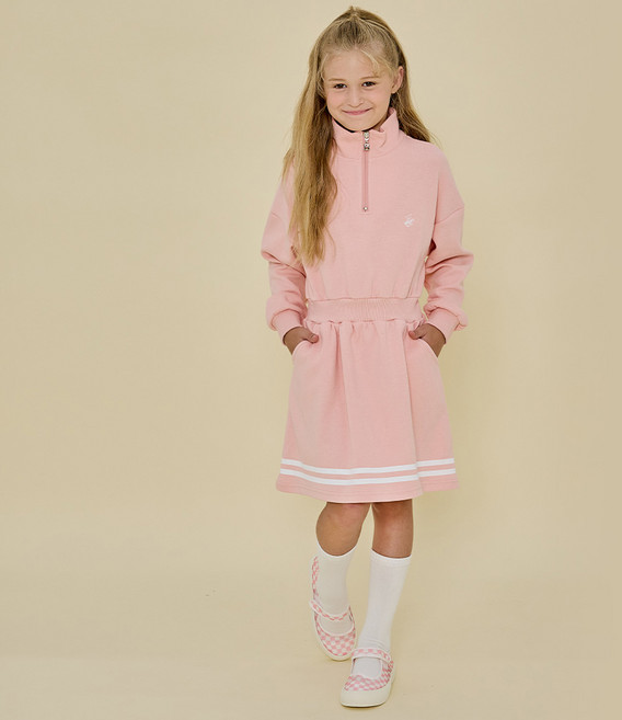 비버리힐스폴로클럽 여아용 메이시 반집업 원피스