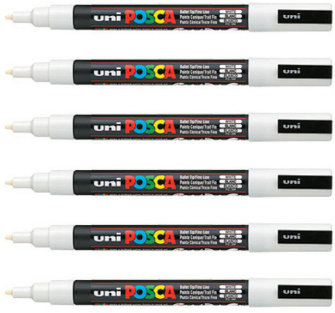 포스카 컬러마커 PC-3M WHITE, 6개, 1색