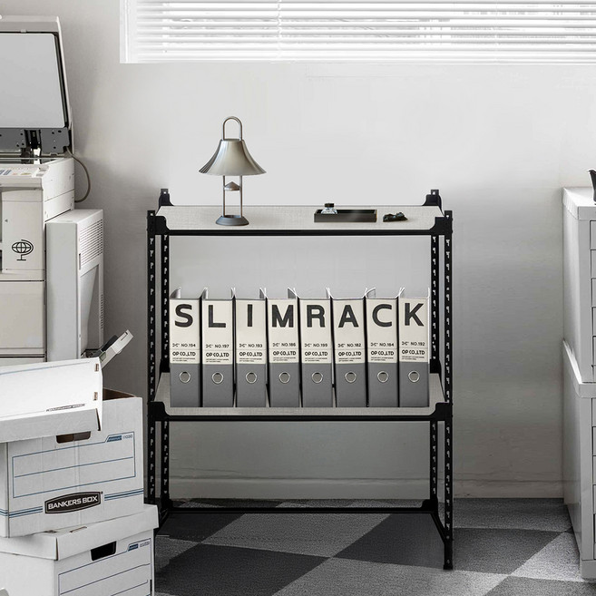 아임랙 오피스랙 사무실 탕비실 다용도실 철제 선반 ㄷ자보강대, 무드블랙, 2단