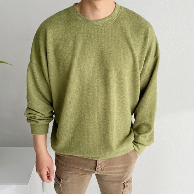 머시따 오버핏 니트 골지 파스텔 맨투맨