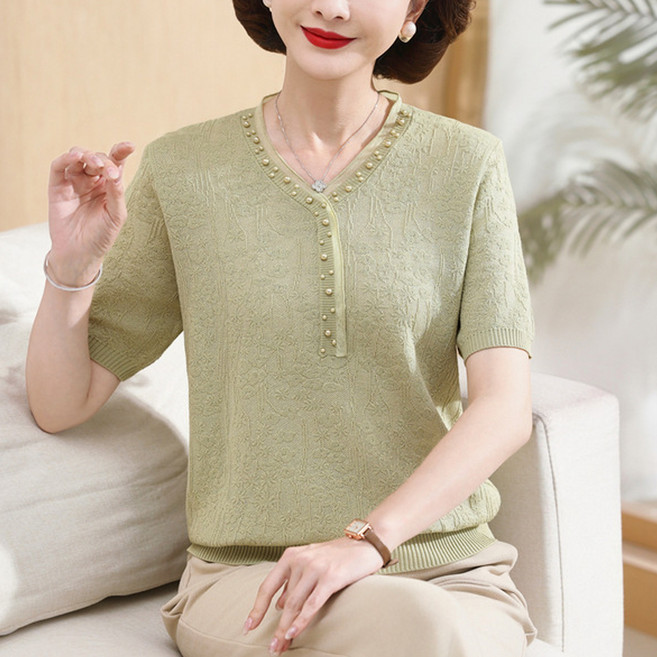 INFIOUS 女款中年提花上衣 I263-77