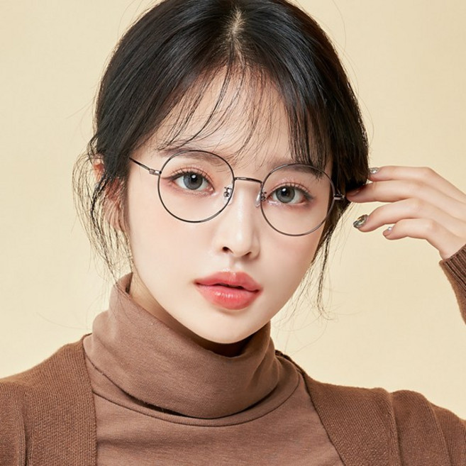 멜라크메 동글이 라운드 안경테 + 자외선 블루라이트 차단 렌즈 세트