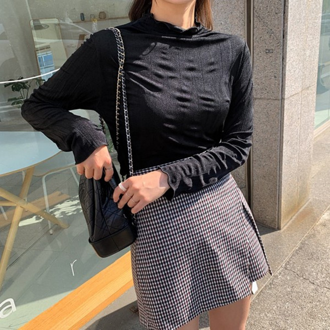 envylook 女款金色抓皺長袖T恤