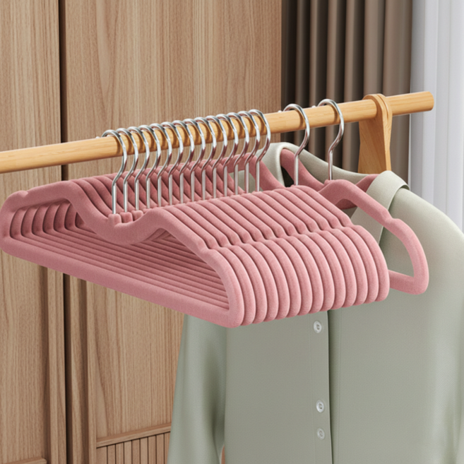 와이홉 벨벳 논슬립 옷걸이, 핑크, 20개