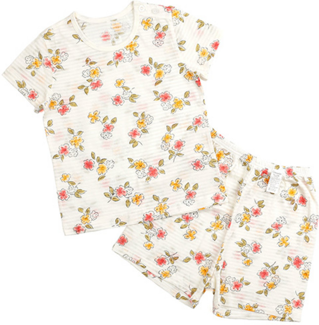 메이키즈 여아용 통기성 여리플라워 5부 변화지 상하 세트