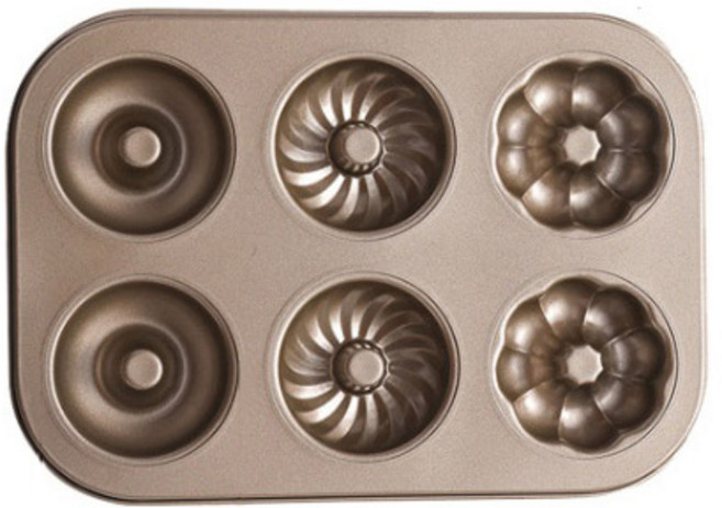 3가지 모양 도넛팬 6구 금색, 1개