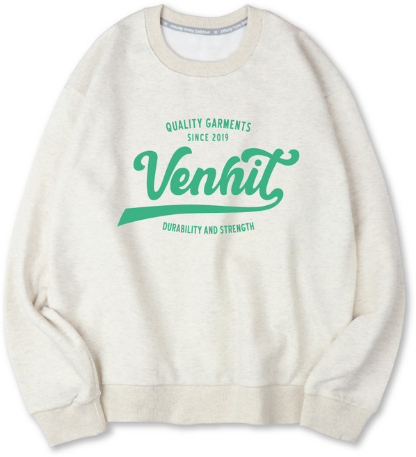 VENHIT 大尺碼校園logo微寬鬆版型特厚雙面棉大學T