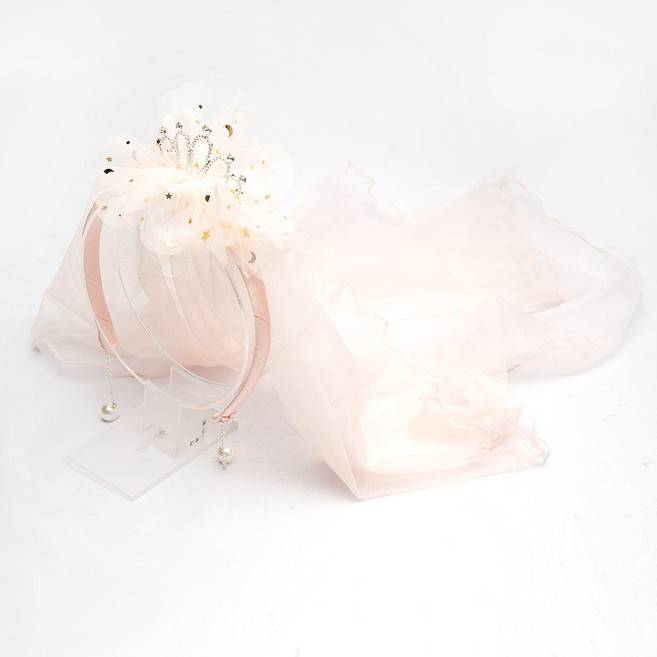 여아용 티아라 귀걸이 면사포 공주 머리띠