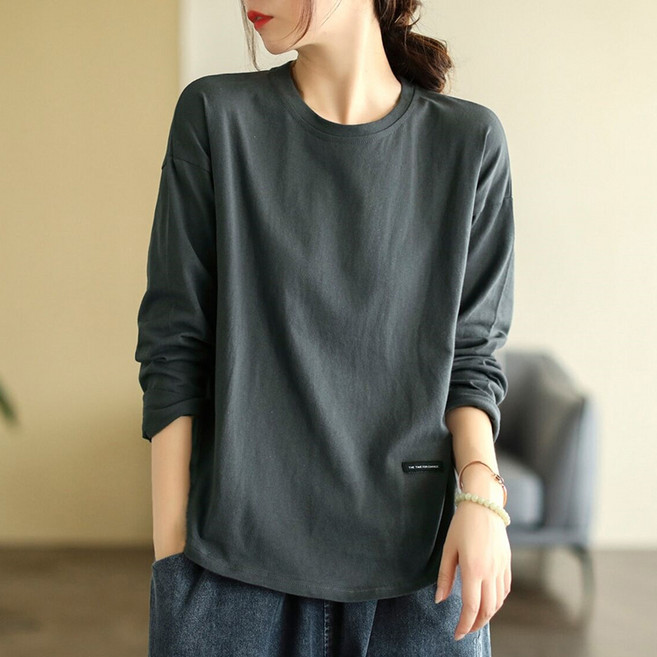 DMELD 女款日常穿搭基本款寬鬆長袖T恤