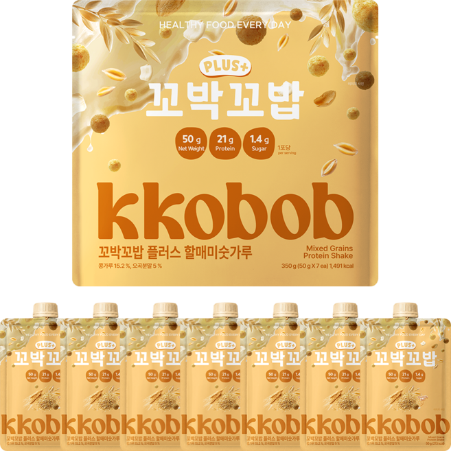 꼬박꼬밥 비브리브 플러스 단백질쉐이크 할매미숫가루맛 7p, 350g, 1개
