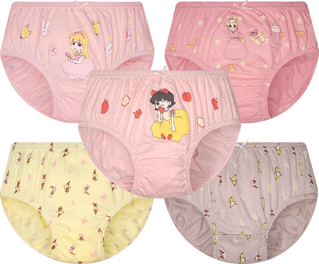 딩동댕키즈 여아용 순면 프린세스 삼각 팬티 5종 세트