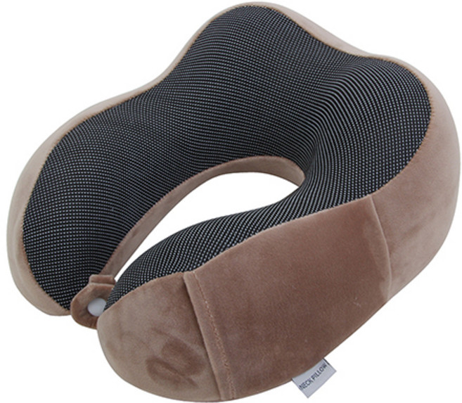 인체공학적 U자형 부드러운 메모리폼 메쉬 목쿠션, 브라운